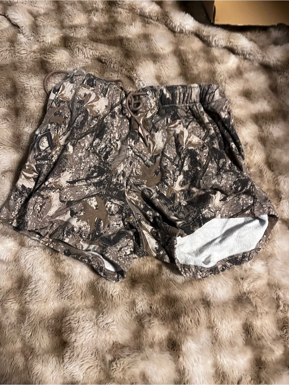 Aeropostale Brown Camo Drawstring Athletic Shorts